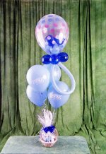 1 sepet i�inde �ikolatalar ve 7 adet u�an balon