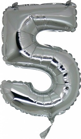 Bes Gri Gümüş Rakam Numara Balon 14 Inc Folyo Balon