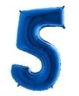 Bes Rakam Mavi Folyo Balon 40 Inch 100cm