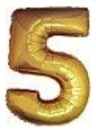 Bes Rakam Sarı Gold Altın Folyo Balon 40 Inch 100cm