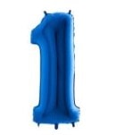 Bir Rakam Mavi Folyo Balon 40 Inch 100cm