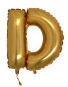 D Harfi Altın Gold Folya Balon 14 Inc 38 Cm