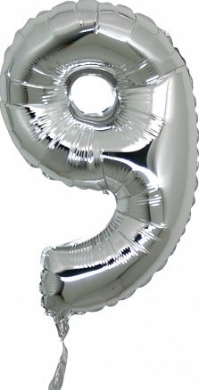 Dokuz Gri Gümüş Rakam Numara Balon 14 Inc Folyo Balon