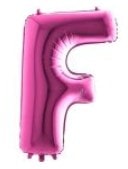 F Harfi Pembe Fuşya Folyo Balon 40 Inch 100cm
