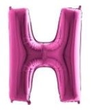 H Harfi Pembe Fuşya Folyo Balon 40 Inch 100cm