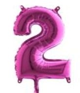 Iki Fuşya Ruby Rakam Numara Balon 14 Inc Folyo Balon