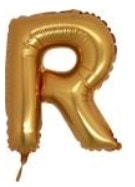 R Harfi Altın Gold Folya Balon 14 Inc 38 Cm