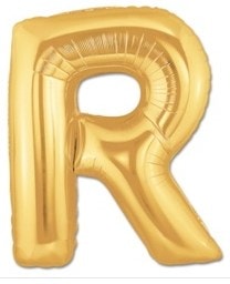 R Harfi Sarı Gold Altın Folyo Balon 40 Inch 100cm