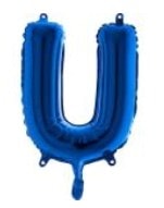 U Harfi Mavi Folya Balon 14 Inc 38 Cm