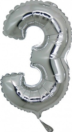 Uc Gri Gümüş Rakam Numara Balon 14 Inc Folyo Balon