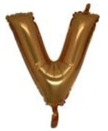 V Harfi Altın Gold Folya Balon 14 Inc 38 Cm