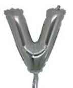 V Harfi Gümüş Gri Folya Balon 14 Inc 38 Cm
